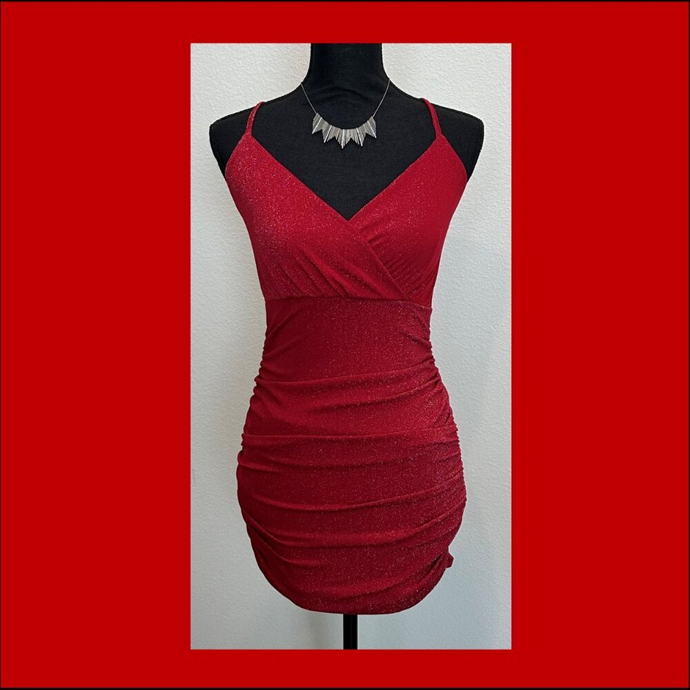 Red sparkle bodycon mini dress SZ  XS